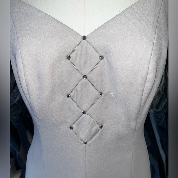 Vintage 90s crepe cutout rhinestone Dress - Picture 2 of 6